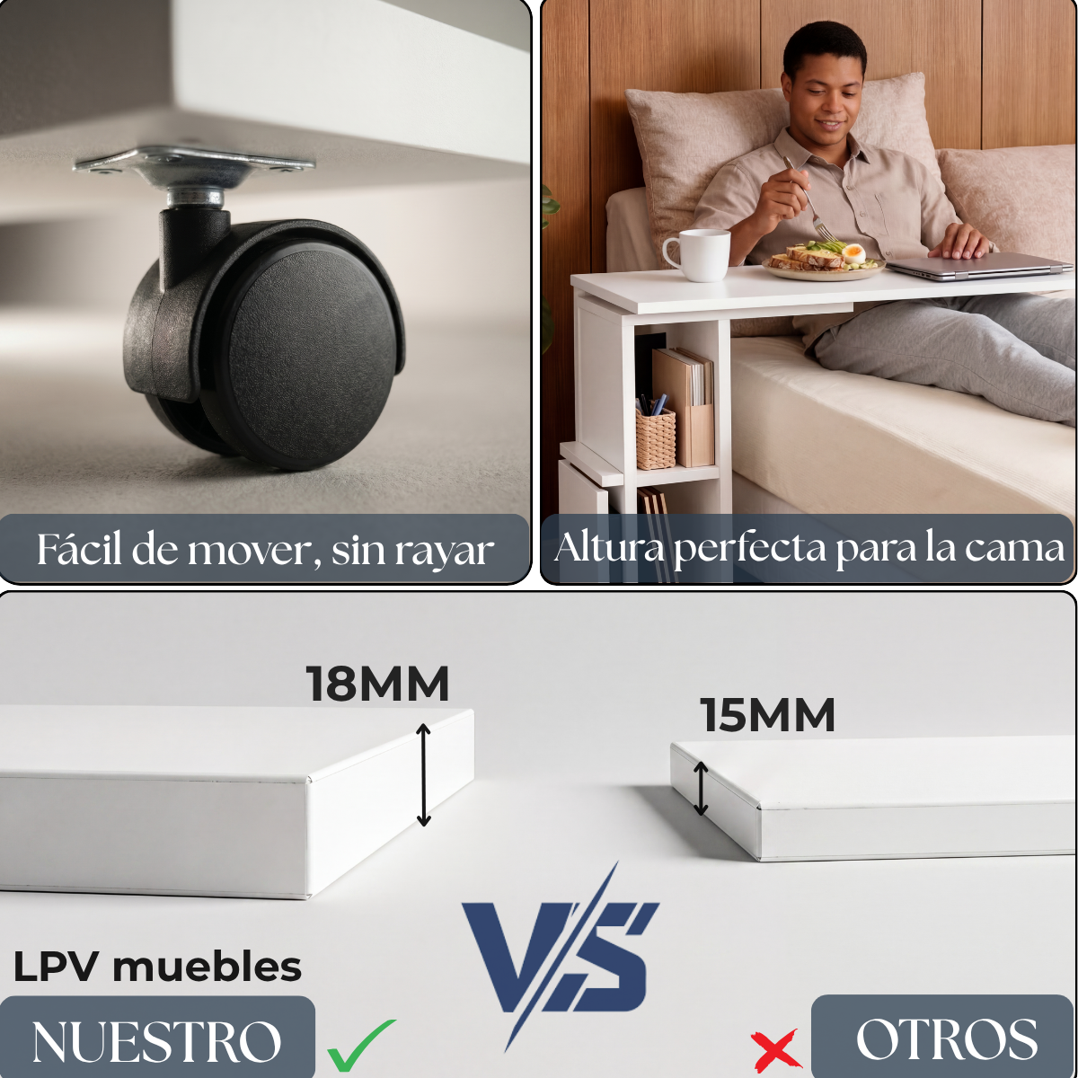 Mesa de cama 2 en 1 — Mesa de luz y escritorio