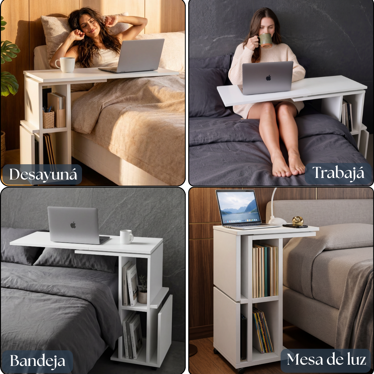 Mesa de cama 2 en 1 — Mesa de luz y escritorio