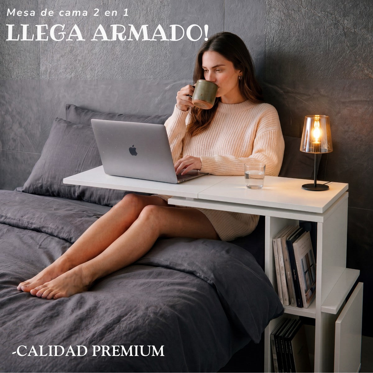 Mesa de cama 2 en 1 — Mesa de luz y escritorio